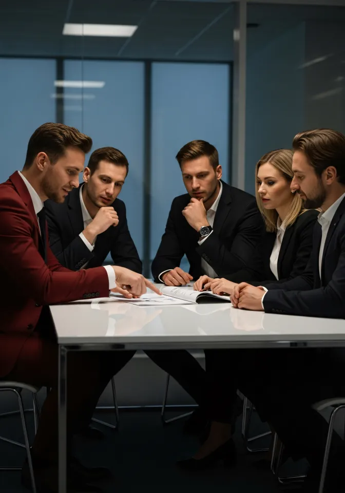 Equipa de canalização em reunião de planeamento